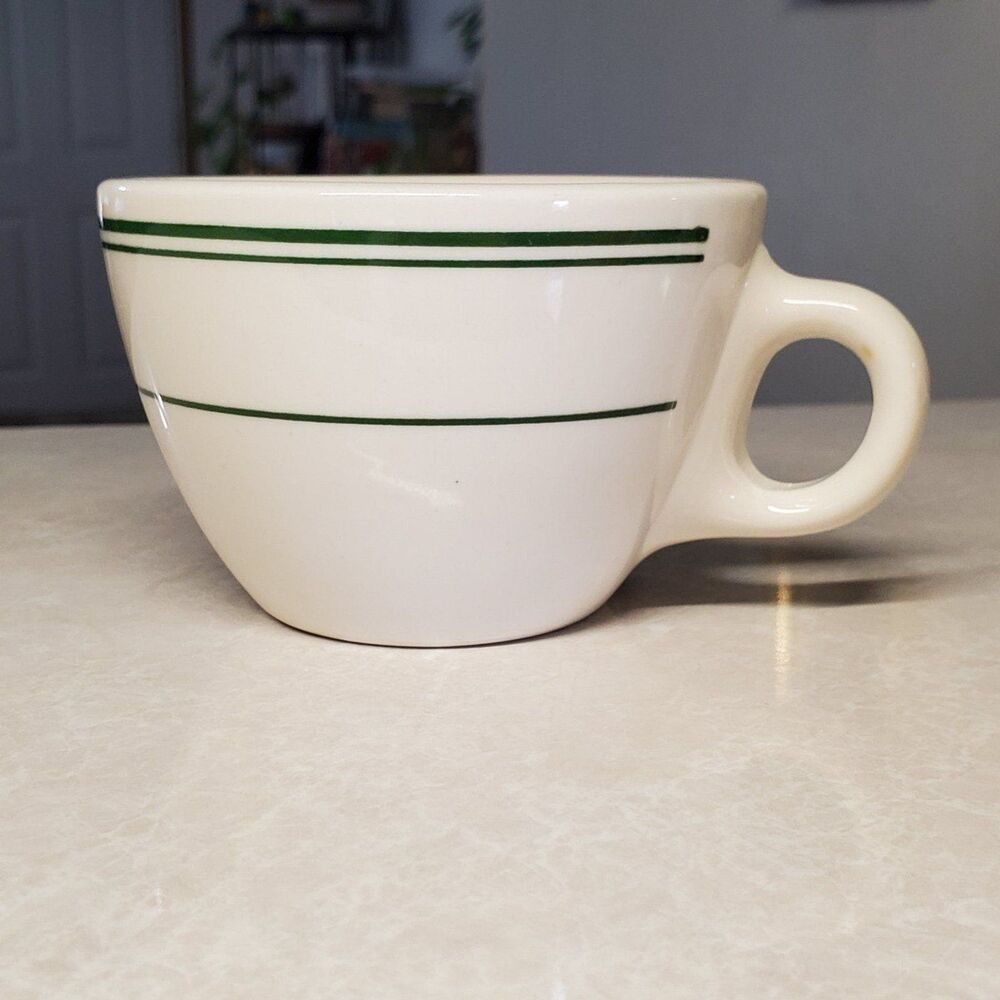 Homer Laughlin China Restaurant Ware Coffee Cup Green Stripe